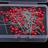 Max 100pcs Multicolor Pearlized Head Pins for DIY Jewelry Components Red