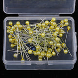 Max 100pcs Multicolor Pearlized Head Pins for DIY Jewelry Components Yellow