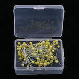 Max 100pcs Multicolor Pearlized Head Pins for DIY Jewelry Components Yellow