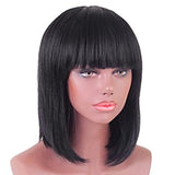 Maxbell Fashion Silky Natural Long Straight Human Hair Cosplay Wig&Bangs For Ladies