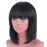 Maxbell Fashion Silky Natural Long Straight Human Hair Cosplay Wig&Bangs For Ladies