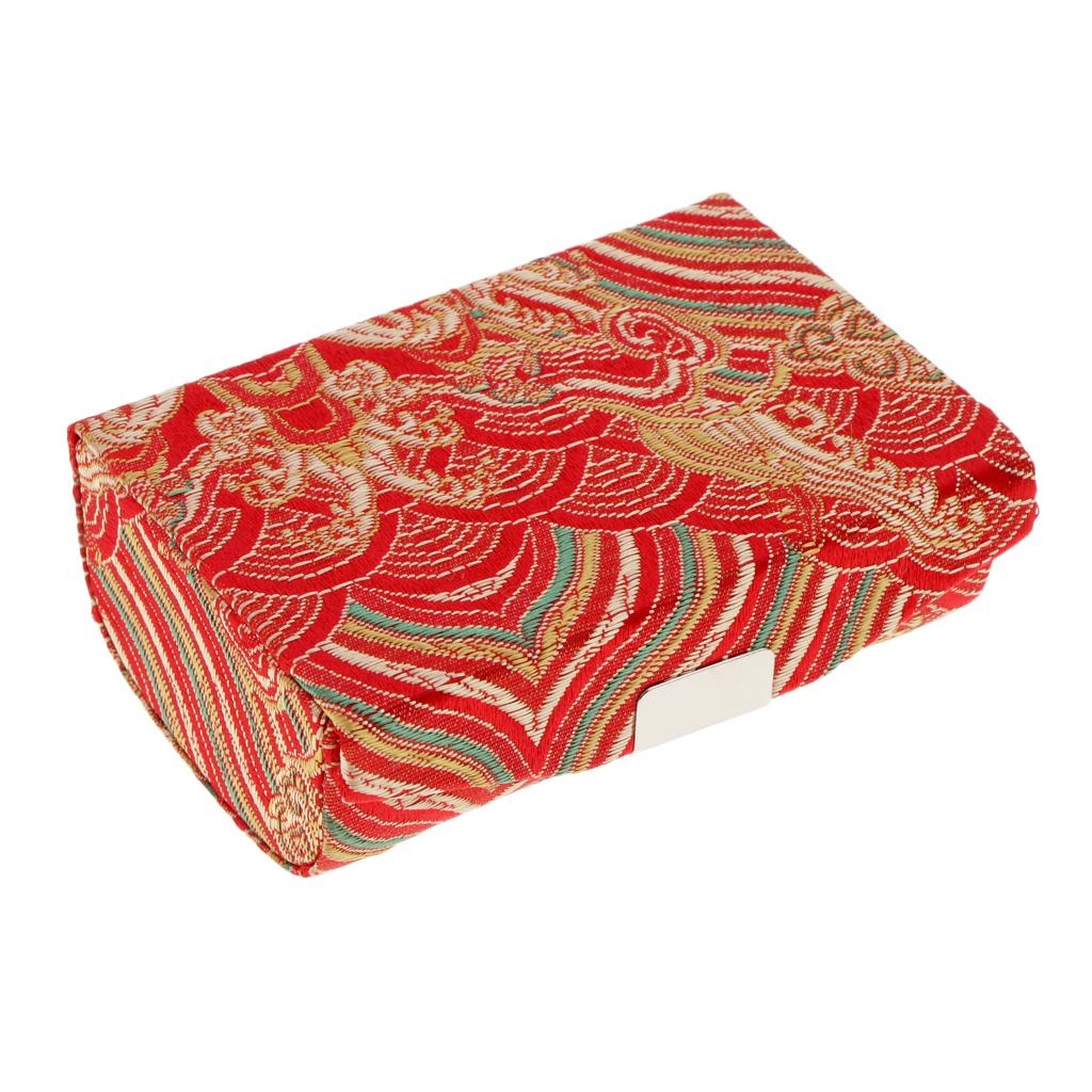 Max Embroidery Jewelry Makeup Lipstick Holder Case with Mirror Red