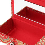 Max Embroidery Jewelry Makeup Lipstick Holder Case with Mirror Red