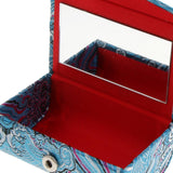 Max Embroidery Jewelry Makeup Lipstick Holder Case with Mirror Sky Blue