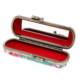 Max Flower PU Lipstick Lip Gloss Case Storage Box Balm Holder with Mirror Green