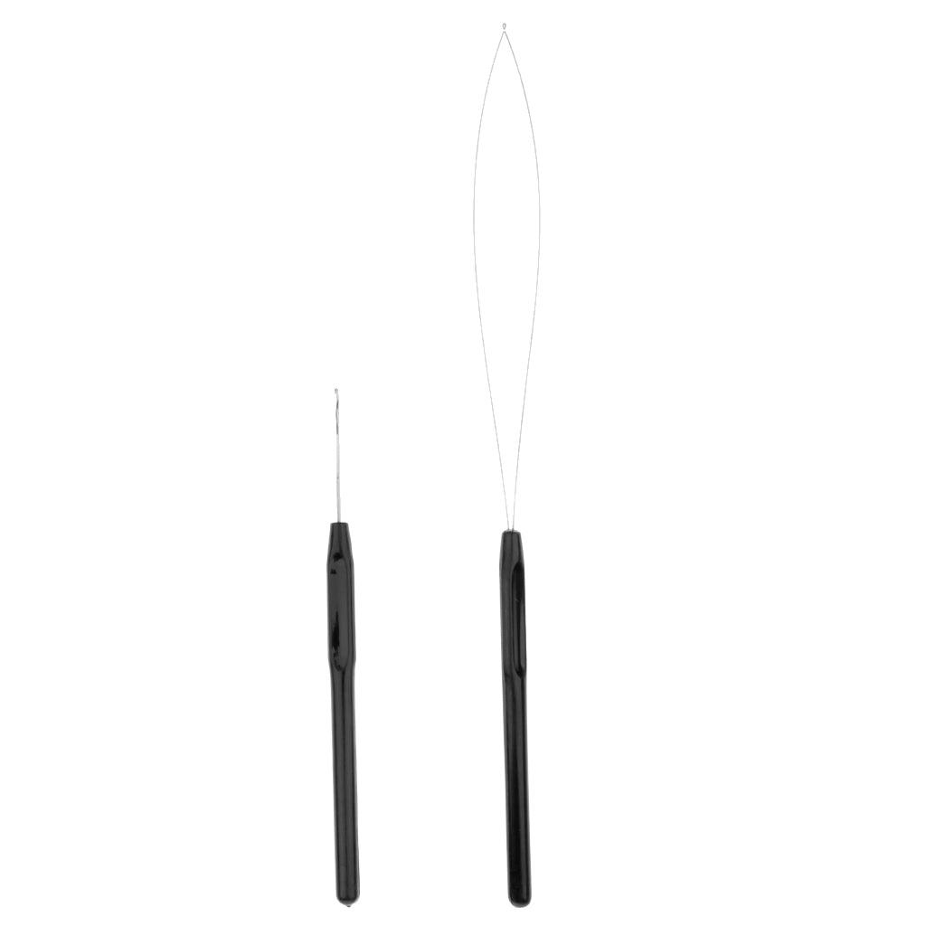 Loop Needle Threader Wire Pulling Hook Weaving Dreadlock Crochet Needle Set Black