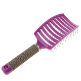 Large Curved Vented Hair Brush for Detangling Drying Scalp Massage Purple