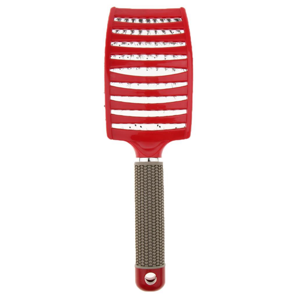 Salon Bristle Hair Brush Hair Styling Scalp Massage Vent Paddle Comb Red