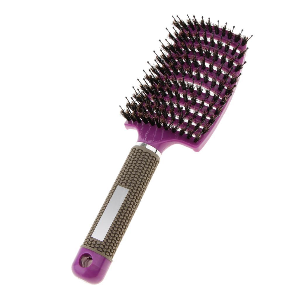 Maxbell Salon Bristle Hair Brush Hair Styling Scalp Massage Vent Paddle Comb Purple - Aladdin Shoppers