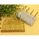 Max Acrylic 12 Manicure Nail Drill Bits Holder Display Stand Storage Organizer Gold