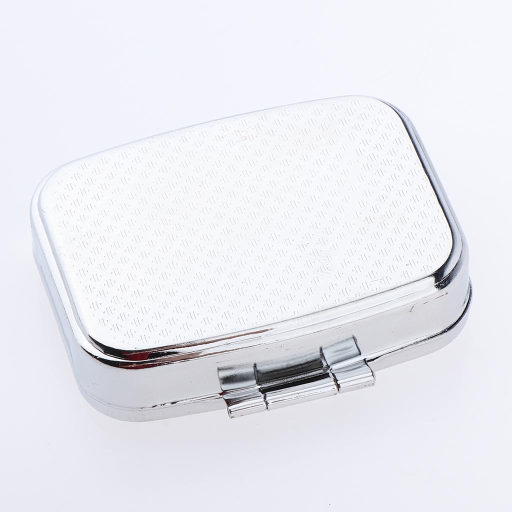 Square 2 Compartments Stainless Steel Eyeshadow Powder Case Pill Organizer Box Vitamin Container for Daily or Travel Use