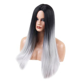 Max 24 inch Natural Long Straight Wigs for Black Women Synthetic Middle Part Wig