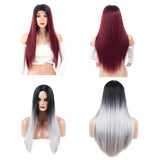 Max 24 inch Natural Long Straight Wigs for Black Women Synthetic Middle Part Wig