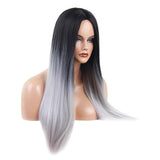 Max 24 inch Natural Long Straight Wigs for Black Women Synthetic Middle Part Wig