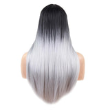 Max 24 inch Natural Long Straight Wigs for Black Women Synthetic Middle Part Wig