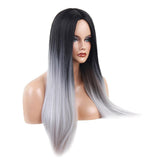 Max 24 inch Natural Long Straight Wigs for Black Women Synthetic Middle Part Wig