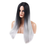 Max 24 inch Natural Long Straight Wigs for Black Women Synthetic Middle Part Wig