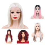 Max Natural Lace Front Wigs for Black Women Synthetic Middle Part Wig Wine Red Straight