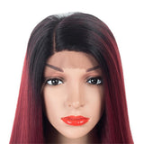 Max Natural Lace Front Wigs for Black Women Synthetic Middle Part Wig Wine Red Straight