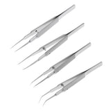 Maxbell Stainless Steel Micro Precision Tweezer Pointed Curved Straight Straight-Toothed