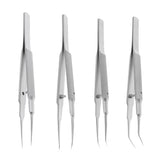 Maxbell Stainless Steel Micro Precision Tweezer Pointed Curved Straight Straight-Toothed