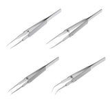 Maxbell Stainless Steel Micro Precision Tweezer Pointed Curved Straight Straight-Toothed