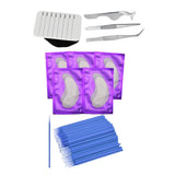 False Eyelashes Extensions Kit Eye Gel Pad Micro Brushes Tweezers Set Blue