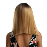 Maxbell Natural Middle Part Wig Synthetic Long Straight Hair For Woman Ombre 02