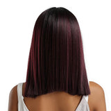 Maxbell Natural Middle Part Wig Synthetic Long Straight Hair For Woman Ombre 03