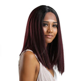 Maxbell Natural Middle Part Wig Synthetic Long Straight Hair For Woman Ombre 03