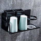 Maxbell Wall Mounted Hair Dryer Holder Rack Hanger Straightener Comb Organizer Cups