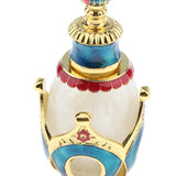 Maxbell Vintage Crown Pattern Empty Glass Refillable Perfume Bottle Container Blue Gold