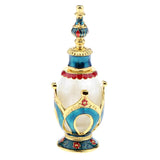 Maxbell Vintage Crown Pattern Empty Glass Refillable Perfume Bottle Container Blue Gold