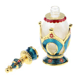 Maxbell Vintage Crown Pattern Empty Glass Refillable Perfume Bottle Container Blue Gold
