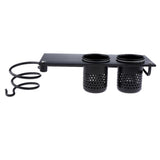 Maxbell Hair Dryer Holder&Dual Hole Aluminum Bathroom Antirust Comb Drain Rack Black