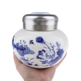 Max Maxb Leakproof Empty Ceramic Loose Powder Makeup Case Tea Tin Pot Container Lotus