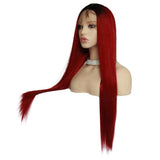 Max Maxb 26 inch Synthetic Lace Front Wigs Resistant Full Wig Long Straight Hair Wine Red