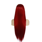 Max Maxb 26 inch Synthetic Lace Front Wigs Resistant Full Wig Long Straight Hair Wine Red