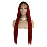 Max Maxb 26 inch Synthetic Lace Front Wigs Resistant Full Wig Long Straight Hair Wine Red