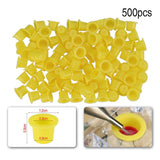 Max Maxb 500 Pieces Disposable Plastic Tattoo Cup Pigment Ink Holder Caps Small Size Yellow