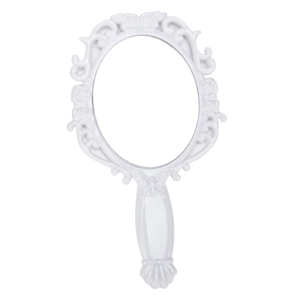 Max Maxb Retro Antique Cosmetic Flat Handle Beauty Vintage Round Makeup Mirrors White