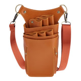 Maxbell PU Leather Hair Scissor Holster Bag Pouch Holder with Waist Belt Light brown