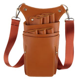 Maxbell PU Leather Hair Scissor Holster Bag Pouch Holder with Waist Belt Light brown