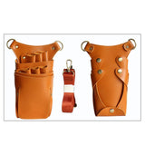 Maxbell PU Leather Hair Scissor Holster Bag Pouch Holder with Waist Belt Light brown
