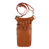 Maxbell PU Leather Hair Scissor Holster Bag Pouch Holder with Waist Belt Light brown