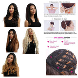 Maxbell 16 inch Natural Long Synthetic Wig Wave Front Lace Wig Heat Safe Wigs Curly