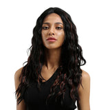 Maxbell 16 inch Natural Long Synthetic Wig Wave Front Lace Wig Heat Safe Wigs Curly
