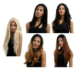 Maxbell 16 inch Natural Long Synthetic Wig Wave Front Lace Wig Heat Safe Wigs Curly