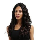 Maxbell 16 inch Natural Long Synthetic Wig Wave Front Lace Wig Heat Safe Wigs Curly