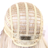 Maxbell 16 inch Natural Long Synthetic Wig Wave Front Lace Wig Heat Safe Wigs Beige Curly